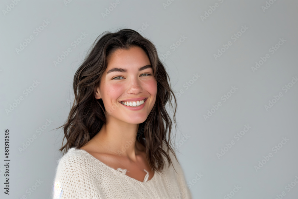 Retrato de mulher sorridente com cabelo solto e natural criado com IA generativa, destacando diferentes etnias e estilos de cabelo Retrato de mulher sorridente com cabelo solto e natural criado com IA generativa, destacando diferentes etnias e estilos de cabelo