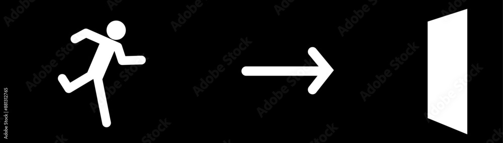 Emergency Exit Sign Set Vector Illustration Emergency Exit Sign Set Vector Illustration