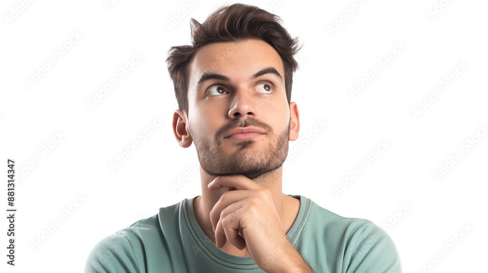 man Thinking confused by solution or problem , man with decision making expression isolated on transparency background man Thinking confused by solution or problem , man with decision making expression isolated on transparency background