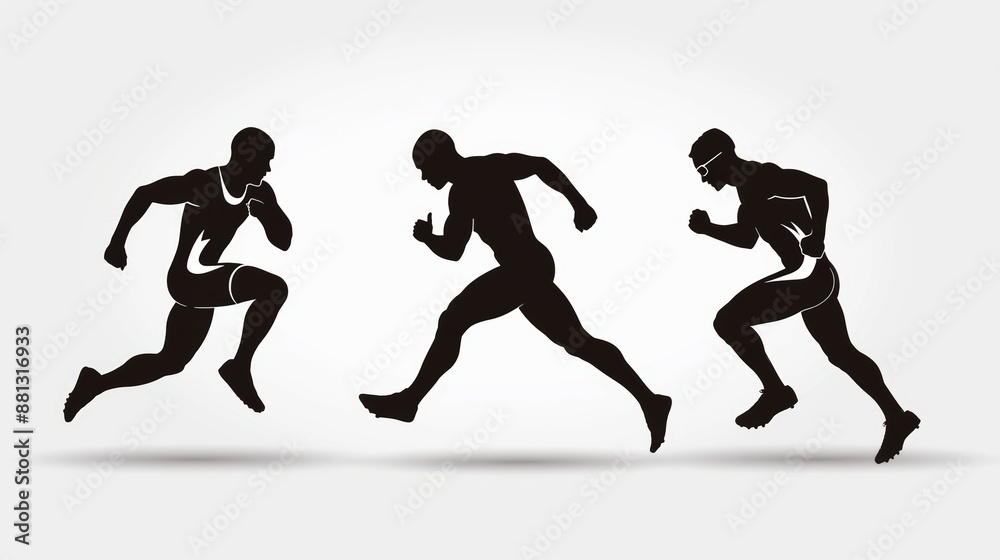 Three runners are depicted in silhouette Three runners are depicted in silhouette