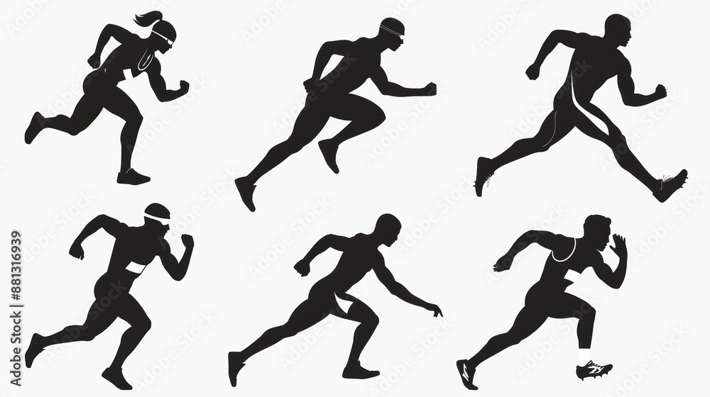 A series of silhouettes of runners in motion