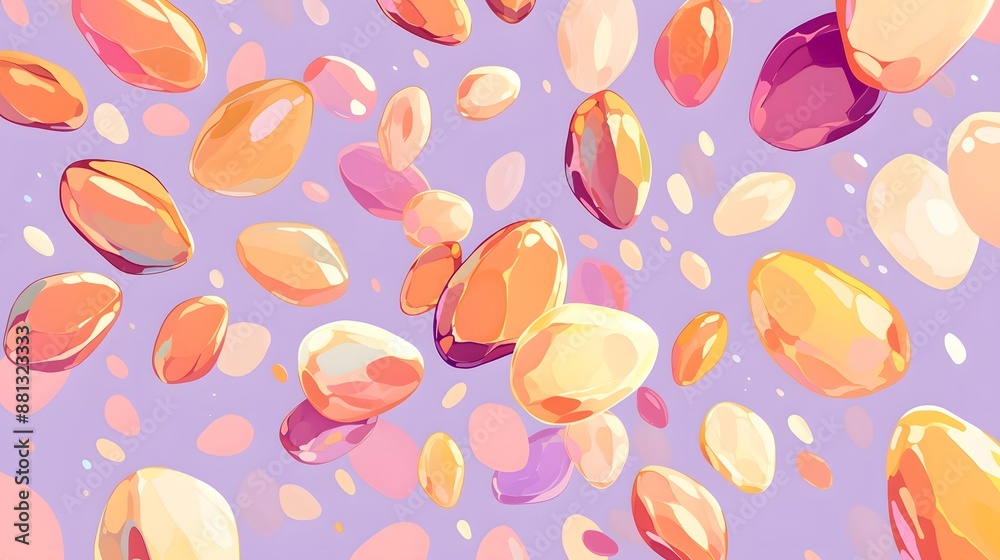 Abstract Colorful Shapes on Purple Background. Abstract Colorful Shapes on Purple Background.