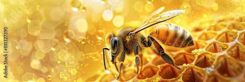 Bee on Honeycomb: Natural Harmony in Close-Up