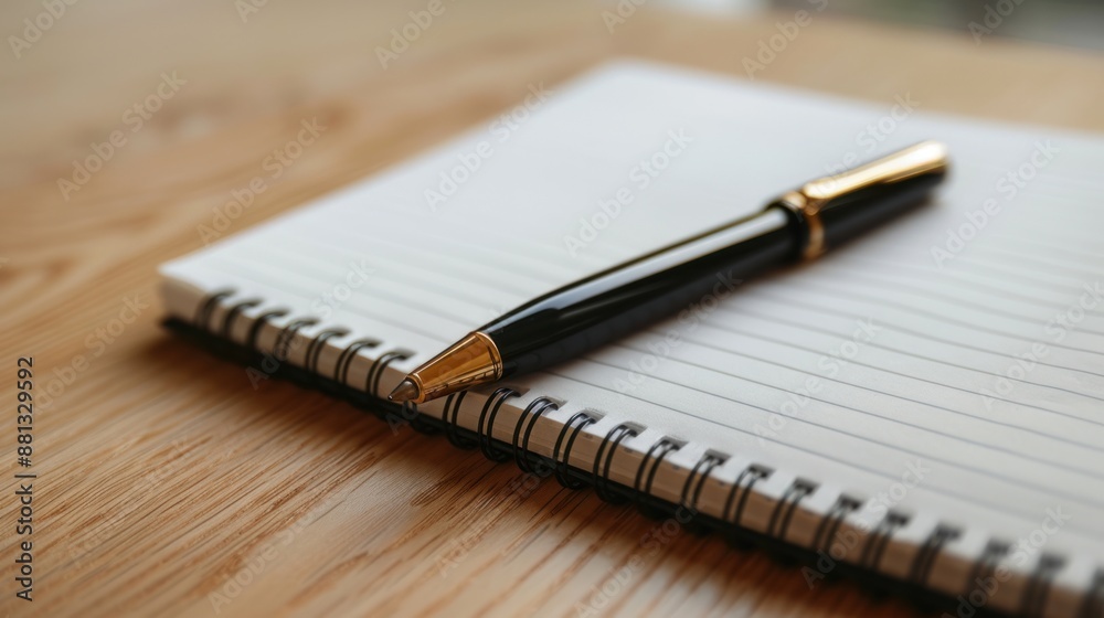 Notebook and Pen on a Wooden Table Notebook and Pen on a Wooden Table