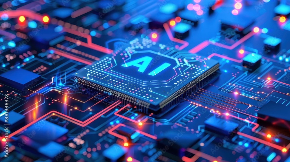 A glowing AI chip, representing the heart of modern computer technology and artificial intelligence. A glowing AI chip, representing the heart of modern computer technology and artificial intelligence.