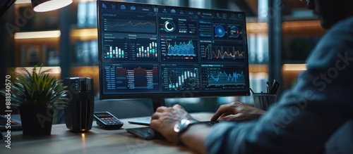 Businessman working with financial data and growth graphs of company.