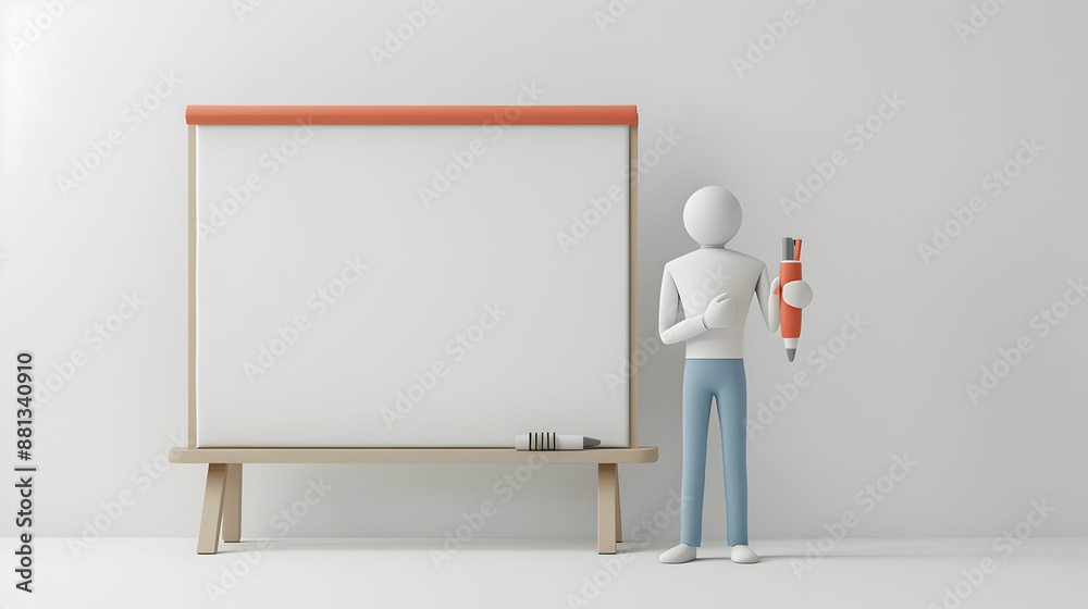 3D Flat Icon of Person Standing with Flip Chart and Presentation Pointers | Engaging and Exciting Business Presentations Concept | Copy Space on Isolated White Background 3D Flat Icon of Person Standing with Flip Chart and Presentation Pointers | Engaging and Exciting Business Presentations Concept | Copy Space on Isolated White Background