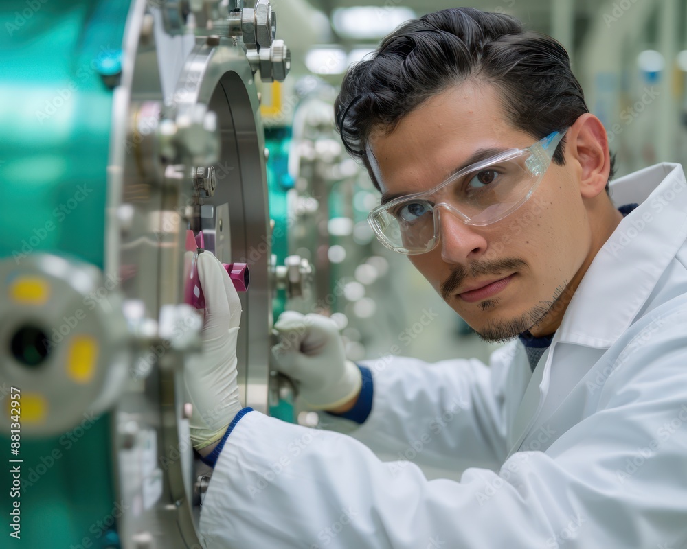 A Dedicated Researcher Working with Advanced Space Conditioning Equipment in a Scientific Laboratory Setting Examining the Impact of Controlled Environments on Research Outcomes A Dedicated Researcher Working with Advanced Space Conditioning Equipment in a Scientific Laboratory Setting Examining the Impact of Controlled Environments on Research Outcomes