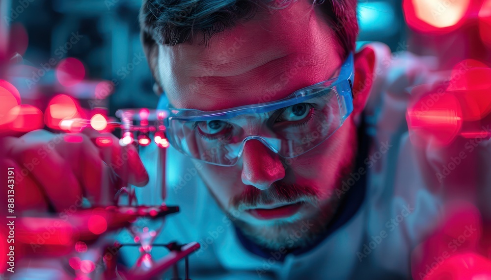 A Scientist Conducts Research in a Space Environment Utilizing Specialized Equipment for Conditioning Experiments The image captures the intense focus and dedication of researchers pushing the