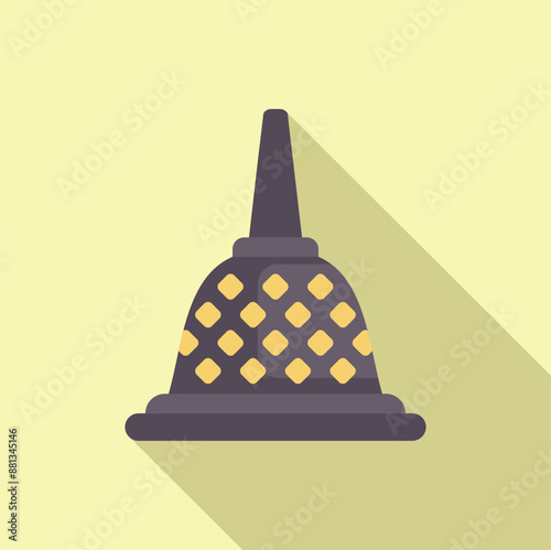 Buddhist stupa showing traditional asian architecture with long shadow