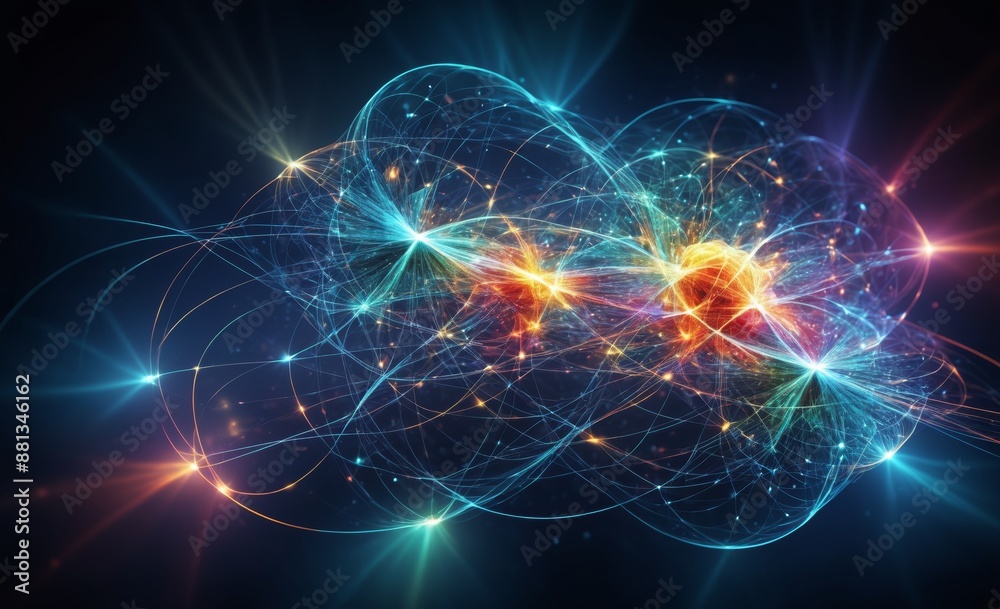 Abstract Atomic Structure with Glowing Nodes Abstract Atomic Structure with Glowing Nodes