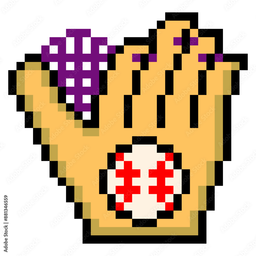 Baseball glove in pixel art style Baseball glove in pixel art style