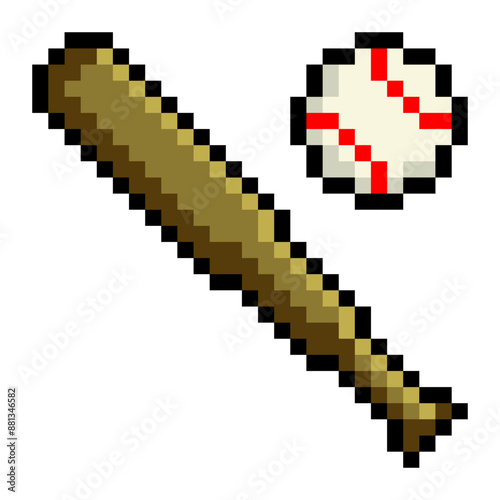 Baseball bat in pixel art style
