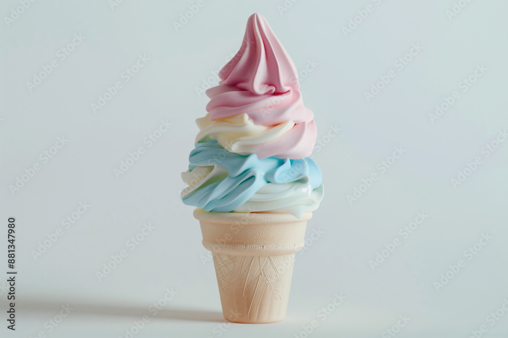 a cone of ice cream with a rainbow topping a cone of ice cream with a rainbow topping
