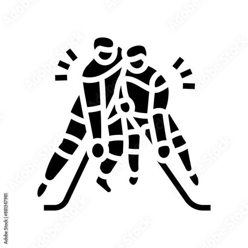 checking ice hockey sport glyph icon vector. checking ice hockey sport sign. isolated symbol illustration