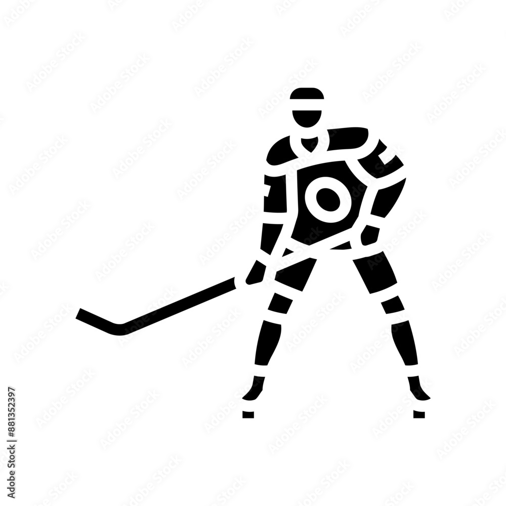 Obraz premium defenseman ice hockey sport glyph icon vector. defenseman ice hockey sport sign. isolated symbol illustration