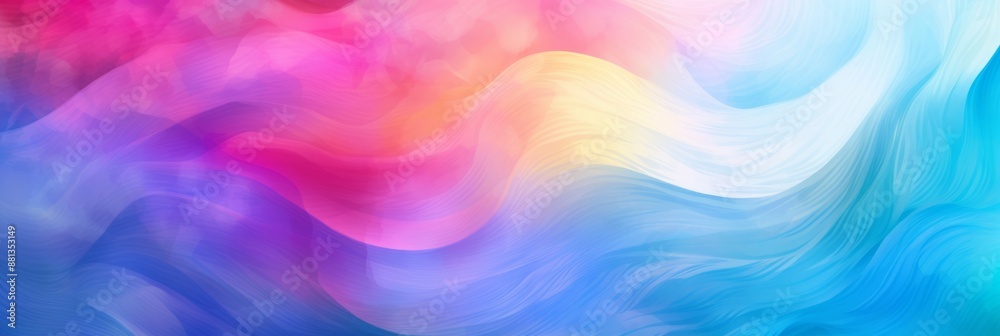 Abstract background of colorful wavy textures in pink, yellow, blue, and white