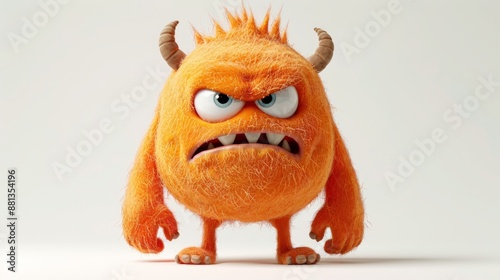 Cute expressive 3D cartoon monster with big eyes
