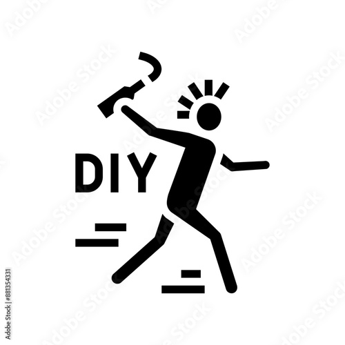 diy do it yourself subculture style glyph icon vector. diy do it yourself subculture style sign. isolated symbol illustration