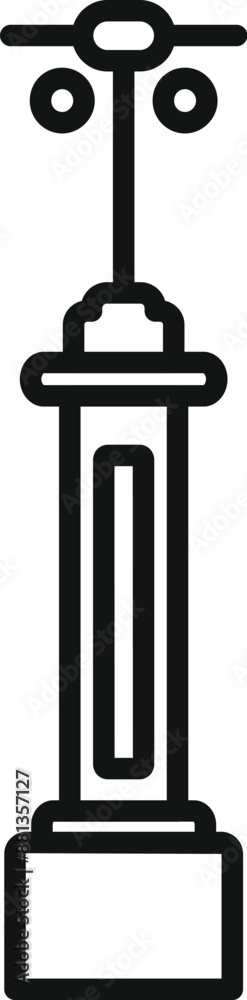 Simple black and white icon of a street lamp standing on a concrete base illuminating the night Simple black and white icon of a street lamp standing on a concrete base illuminating the night