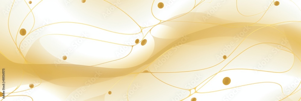 A white banner background with flowing golden lines and scattered circles A white banner background with flowing golden lines and scattered circles