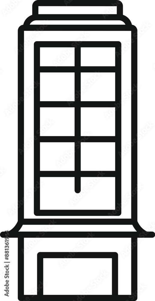 Simple line art icon of a classic red telephone booth found on the streets of london, evoking british culture and communication Simple line art icon of a classic red telephone booth found on the streets of london, evoking british culture and communication
