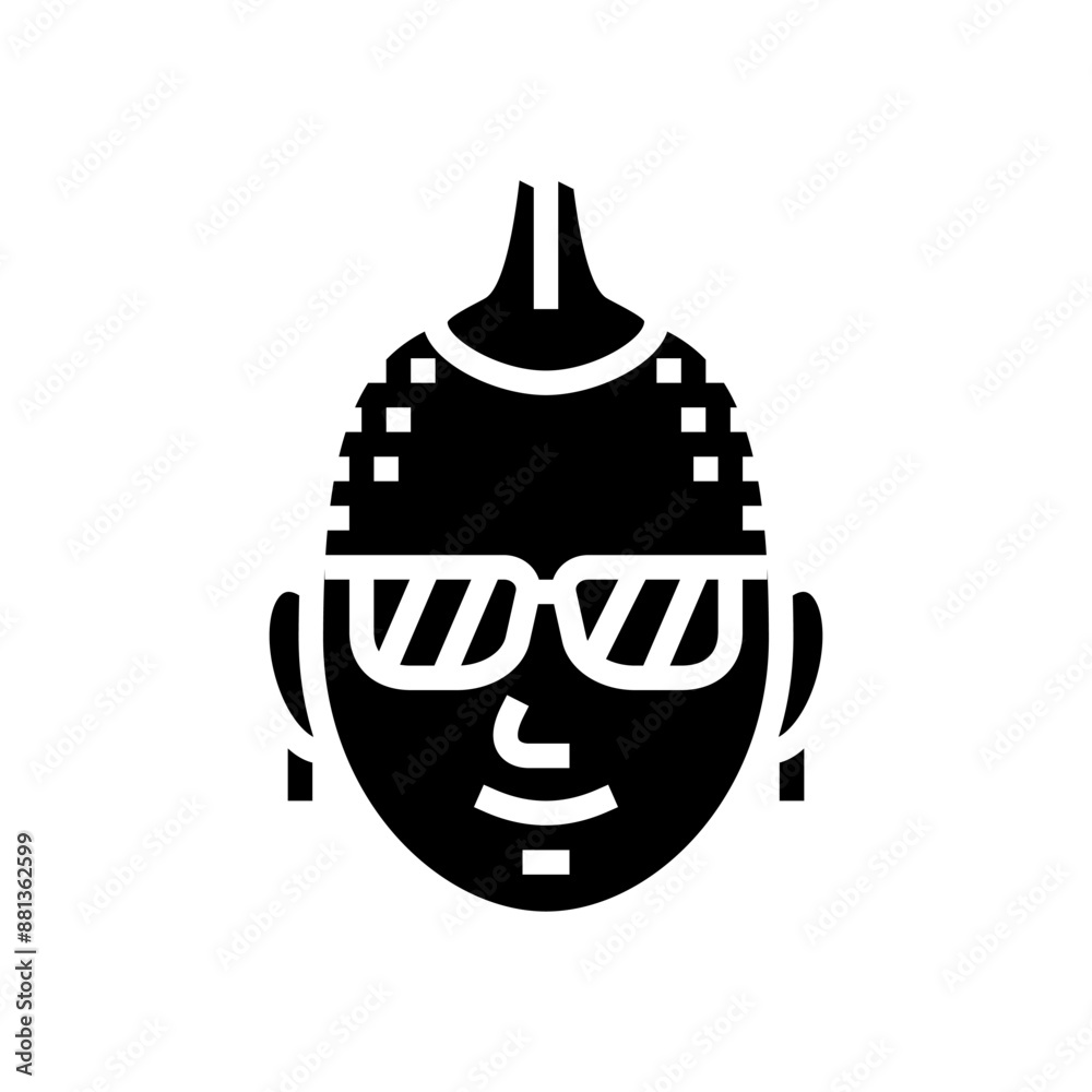 Obraz premium kid boy punk subculture style glyph icon vector. kid boy punk subculture style sign. isolated symbol illustration
