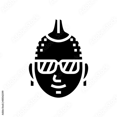 kid boy punk subculture style glyph icon vector. kid boy punk subculture style sign. isolated symbol illustration