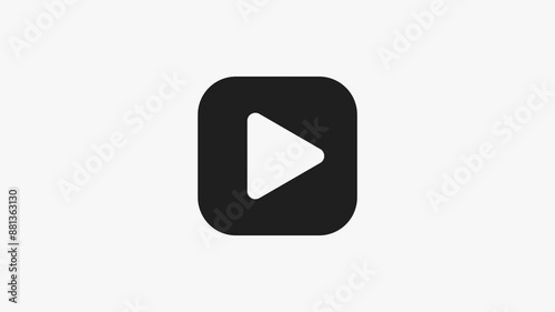Simple, black play button icon on white background, This minimalist design is perfect for use in presentations, websites, for media projects needing clear visual cue for video play