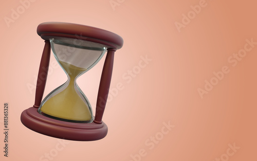 3d hourglass. Antique time measuring instrument, sand glass hour