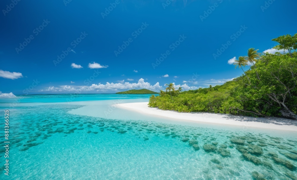 Fototapeta premium Tropical Paradise Beach with Clear Turquoise Waters