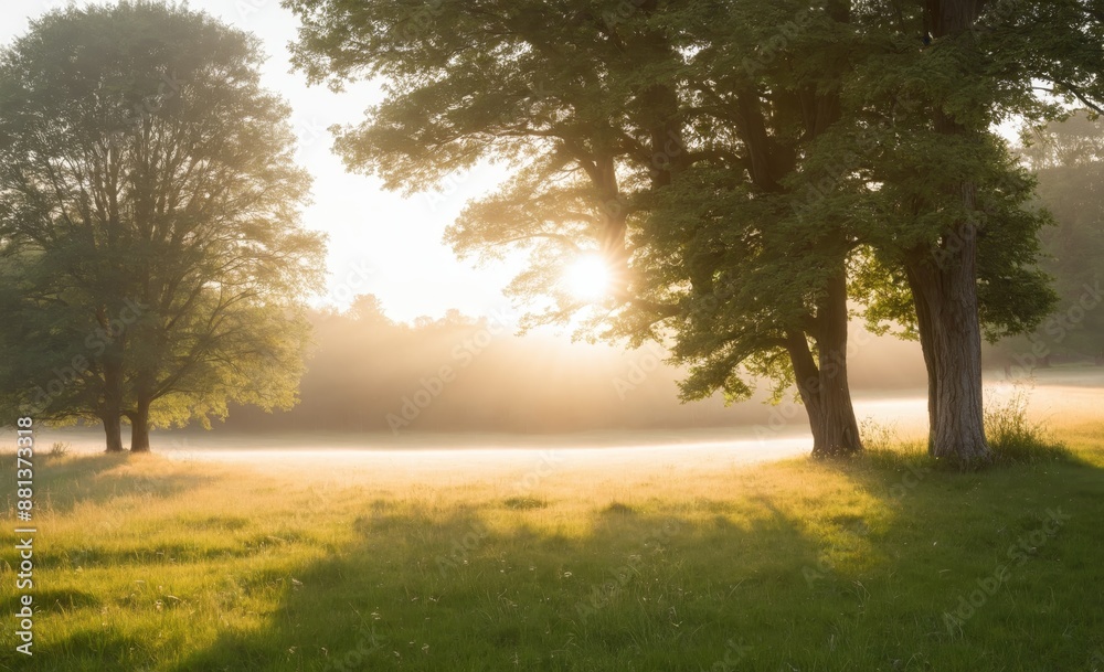 Golden Morning Light in Tranquil Meadow Golden Morning Light in Tranquil Meadow