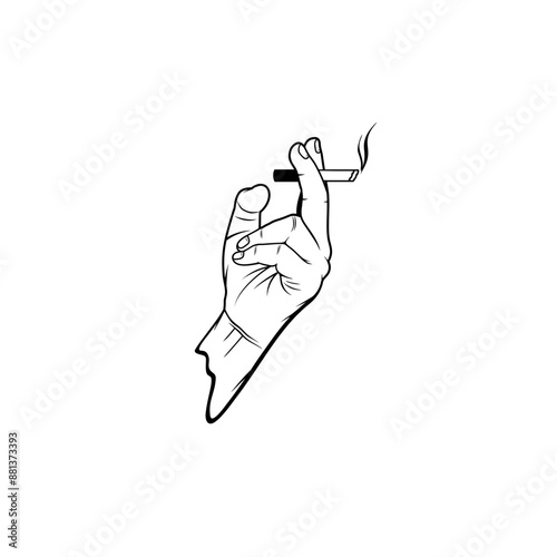 tucking a cigarette between the fingers of the black and white left hand vector