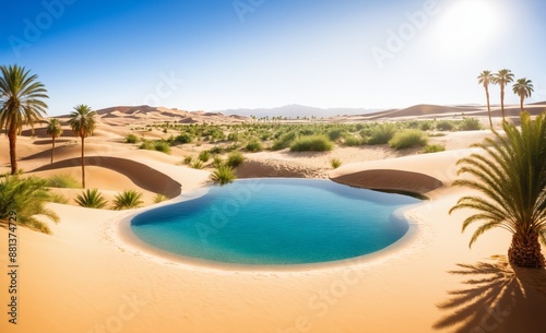 Stunning Desert Oasis with Sand Dunes