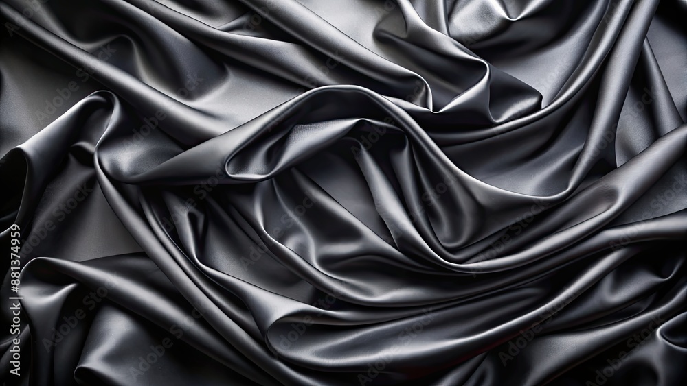 Fototapeta premium Elegant black satin background perfect for luxury and formal events, luxurious, sleek, classy, texture, fabric, elegant