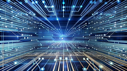 Lignes abstraites de technologie et arrière-plan de connexion de points. Données numériques de connexion et concept de données volumineuses. Visualisation des données numériques. Illustration vectorie photo