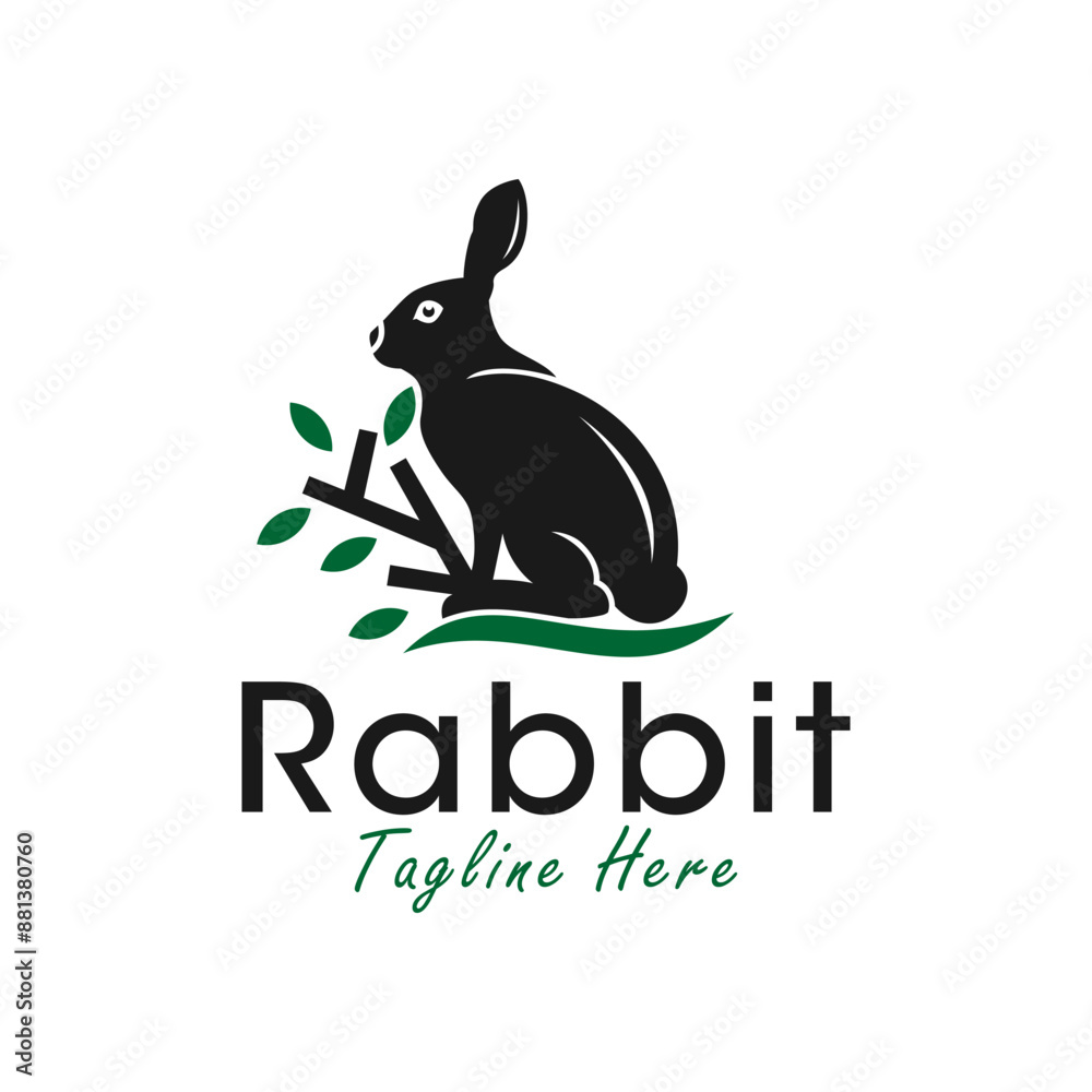 Fototapeta premium black rabbit animal logo