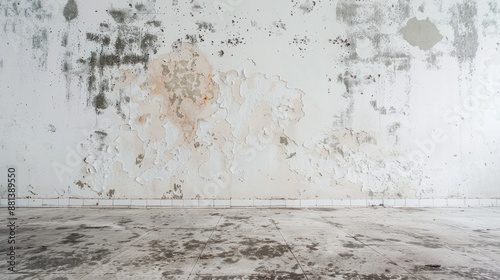 Wall painted in white and walls covered in mold photo