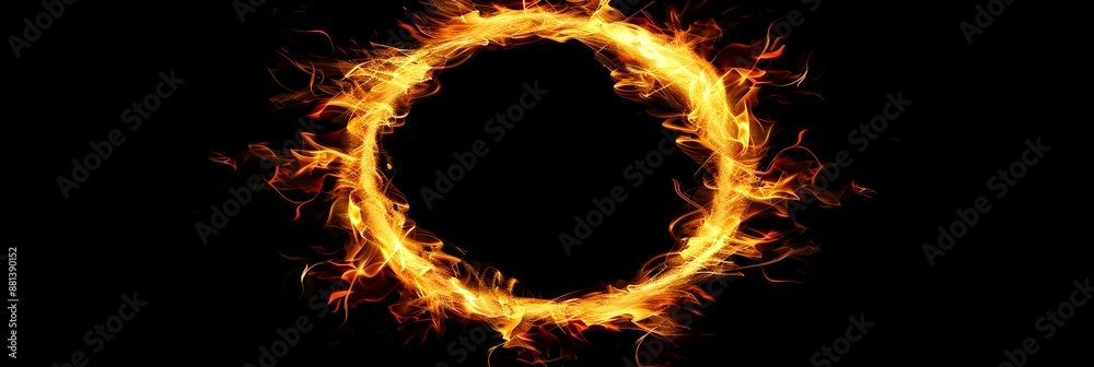 Circle of Fire flame with movment on black background, Beautiful yellow, orange and red and red blaze fire flame texture style Circle of Fire flame with movment on black background, Beautiful yellow, orange and red and red blaze fire flame texture style