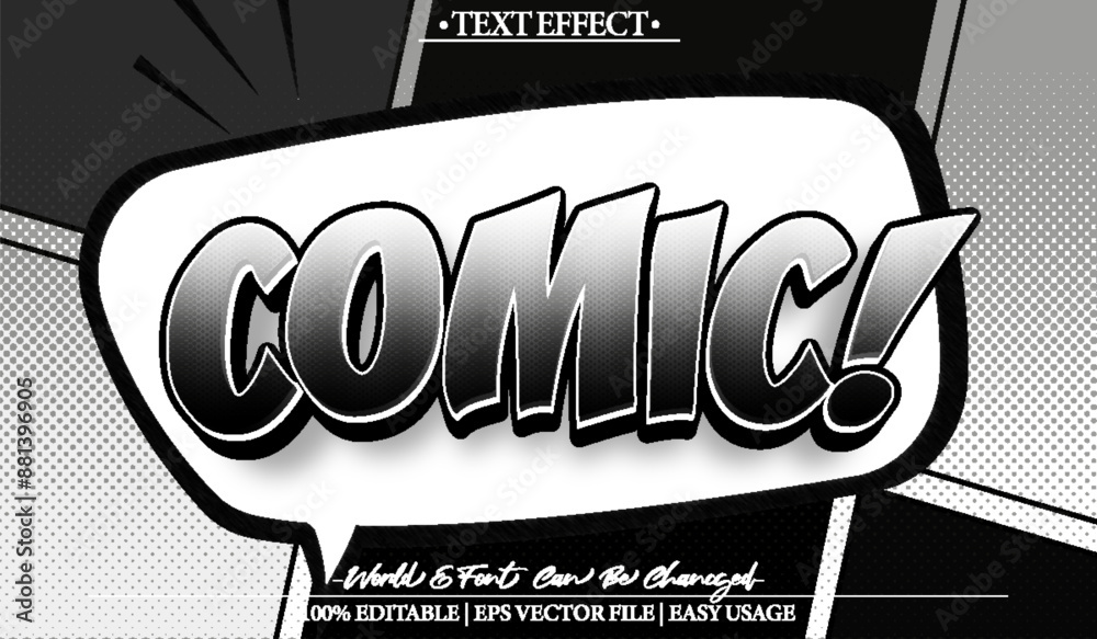Comic Cartoon Vector Text Effect Editable Alphabet Pow Boom Speech Bubble Fun