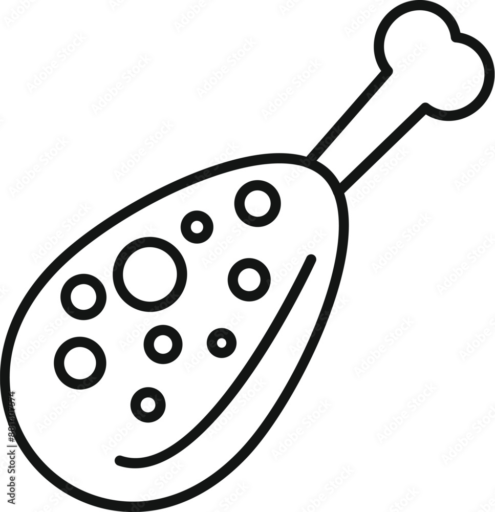 Simple line drawing of a cooked chicken leg, ideal for representing poultry, meat, and cuisine Simple line drawing of a cooked chicken leg, ideal for representing poultry, meat, and cuisine