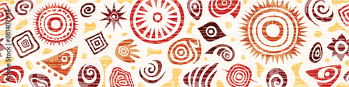 Ethnic seamless border, primitive ethnic elements, vector design, banner	