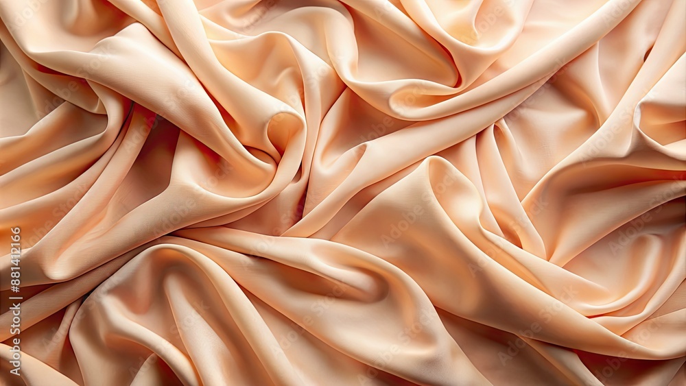 Soft, peach-colored fabric with gentle, flowing folds , fabric, peach, soft, draping, textile, elegant, delicate, smooth