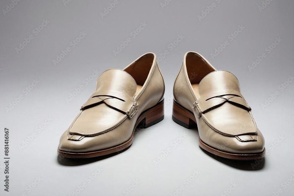 a pair of loafers on a plain white or light gray background. a pair of loafers on a plain white or light gray background.