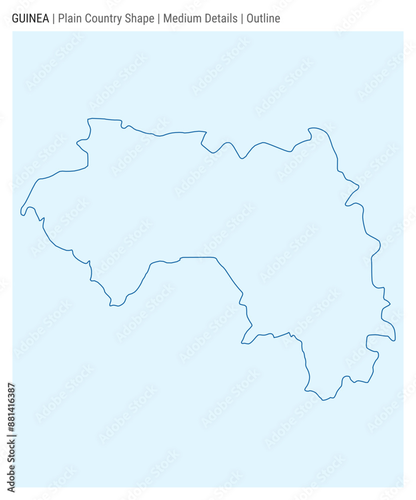 Obraz premium Guinea plain country map. Medium details. Outline style. Shape of Guinea. Vector illustration.