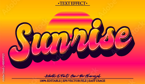 Sunrise Vector Text Effect Editable Alphabet Beach Summer Sunny Sunshine