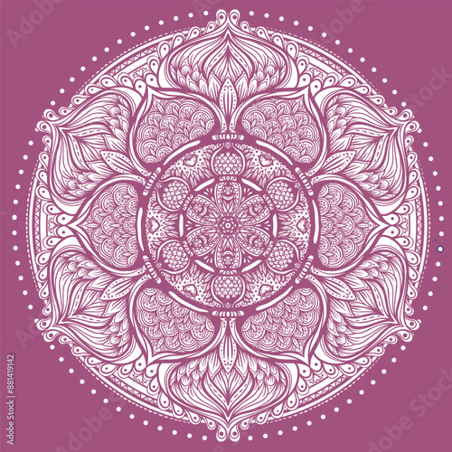 Vector ornamental mandala inspired ethnic art, patterned Indian paisley. Hand...