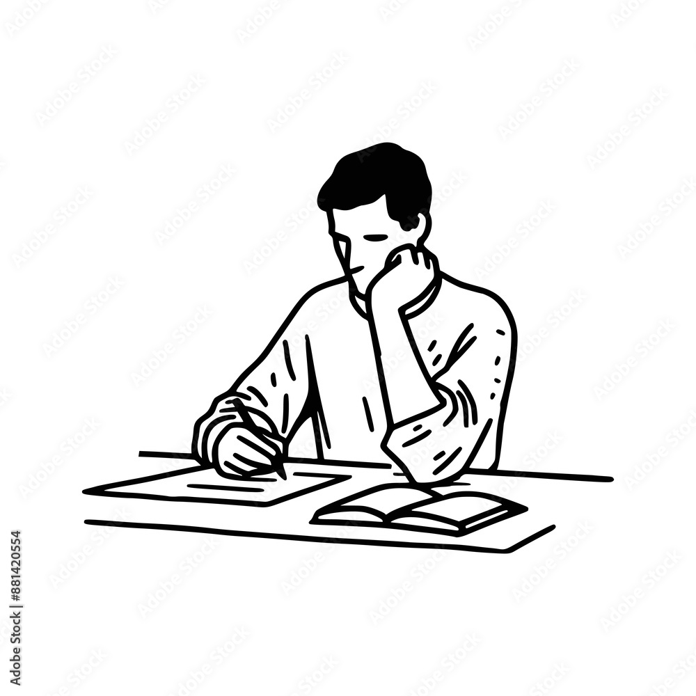 custom made wallpaper toronto digitala man sitting at a table hand drawn vector illustration template design