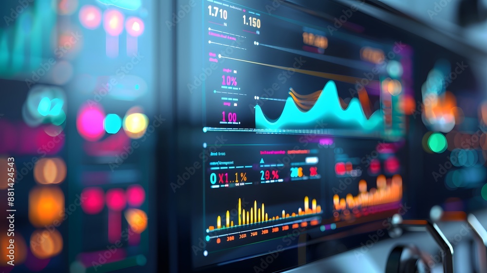 Obraz premium Close-Up of Real-Time Production Dashboard for Efficient Tracking and Monitoring