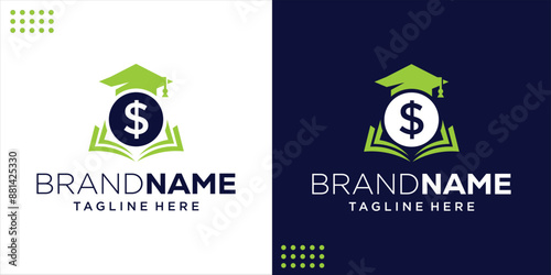 College logo design and Dollar symbol, Postgraduate, Campus, Education, Design Inspiration, Illustration, Vector
